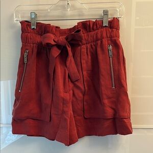 Zara Red High Waist Shorts with Tie-Waist Detail